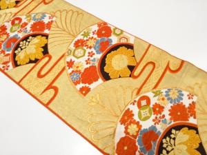 アンティーク　ヱ霞に桐・牡丹・古典柄織り出し袋帯（着用可）